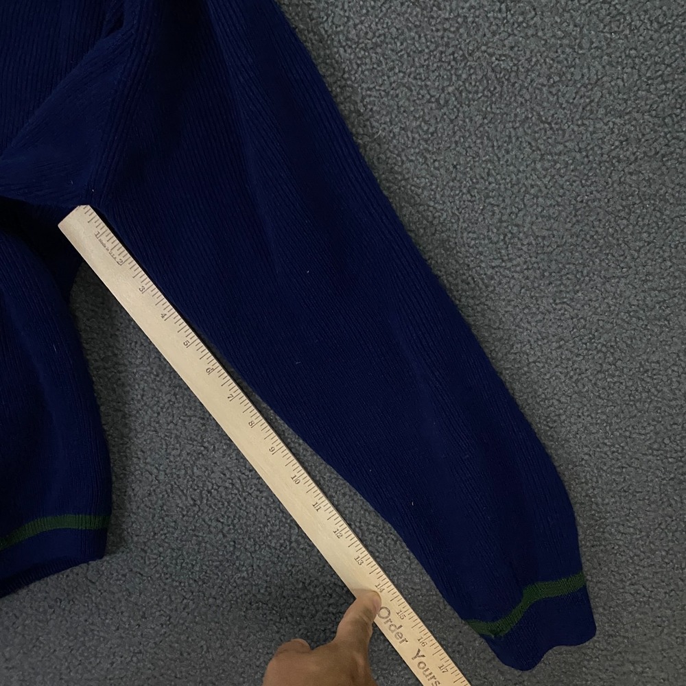 True Vintage 50s 60s Mr. Sid Sweater FITS Men Small Ribbed Knit Wool V-Neck Blue - Picture 15 of 16
